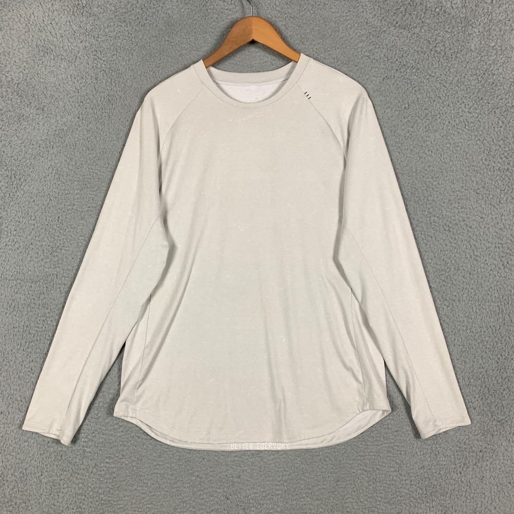 Lululemon‎ Fresh Form Shirt Mens Large Natural Raglan Sleeve Wicking Gym Workout